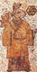 Painting on a ceramic tile from the Chinese Han Dynasty (202 BCE – 220 CE). This figure, wearing Han Dynasty robes, represents the Guardian Spirit of Dawn (from 5 to 7 am).